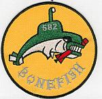 USS Bonefish SS 582 - Subfish w/torpedo in mouth