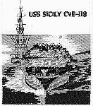 USS Sicily CVE 118 - Rect. White Felt/Ship