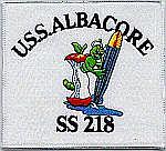 USS Albacore SS 218 - Sq patch with apple core/worm