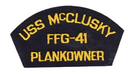 USS McClusky FFG 41 Plankowner - Hat Patch