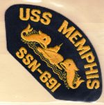 USS Memphis SSN 696 - Hat Patch (Gold Dolphins)