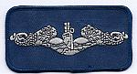 Silver Dolphins - 4 inch rectangle - Navy Background - EonT