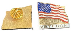 US Flag Veteran Pin Clutch Back 1 inch