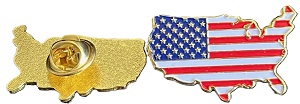 US Flag Pin US Mainland shape 1.25 inch metal clutch back