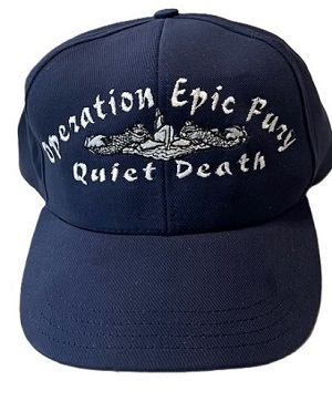 Submarine Ball Cap Operation Epic Fury Silver dolphins 'QUIET DEATH"